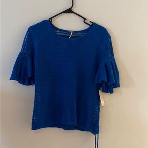 Blue Crochet Free People Top